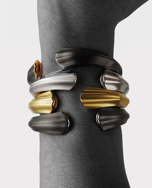 Silver Kiss Bangle with Garnets