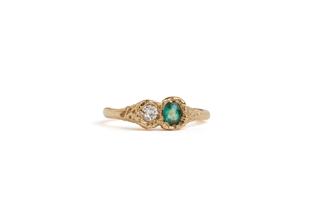 Emerald & Diamond Twin Relic Ring