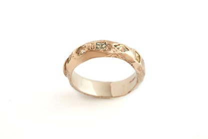 White Gold Green Sapphire Treasure Wedding Band