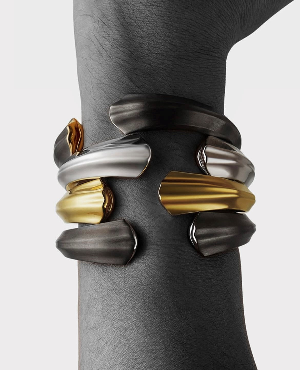 Silver Kiss Bangle with Garnets