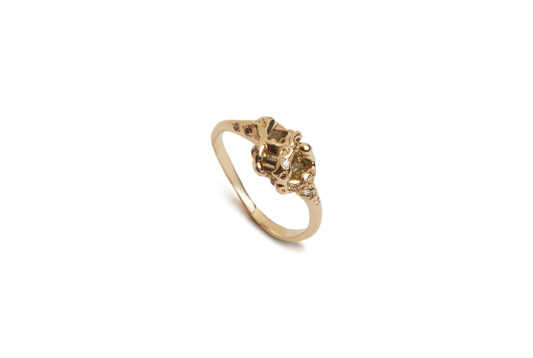 Forest Green Sapphire & Diamond Sunken Treasure Ring