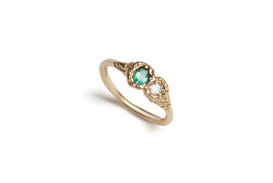 Emerald & Diamond Twin Relic Ring