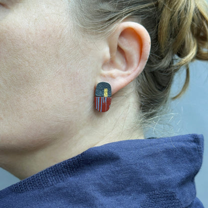 Oblong Sgraffito Split Earrings