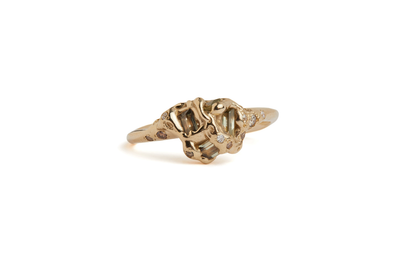 Forest Green Sapphire & Diamond Sunken Treasure Ring