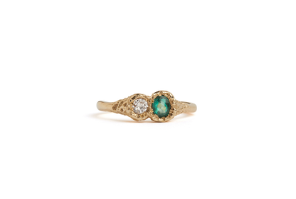 Emerald & Diamond Twin Relic Ring