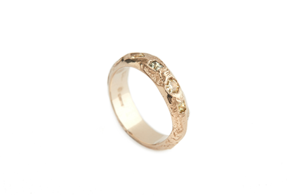 White Gold Green Sapphire Treasure Wedding Band