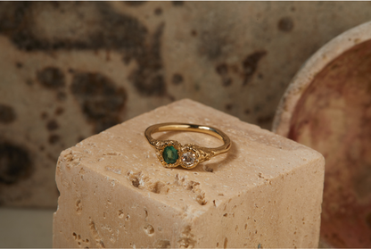 Emerald & Diamond Twin Relic Ring