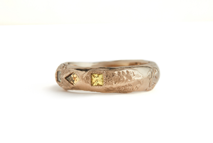 White Gold Green Sapphire Treasure Wedding Band