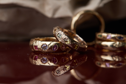 White Gold Green Sapphire Treasure Wedding Band