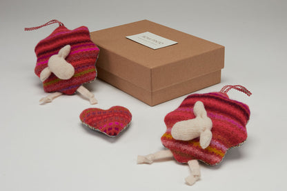 Spindle Berry Sheep Pair & Matching Lavender Heart