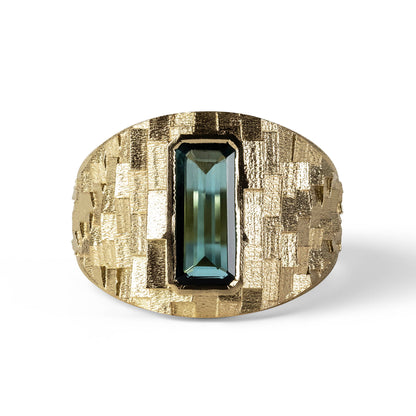 Tapered Deco Ring with Blue Tourmaline