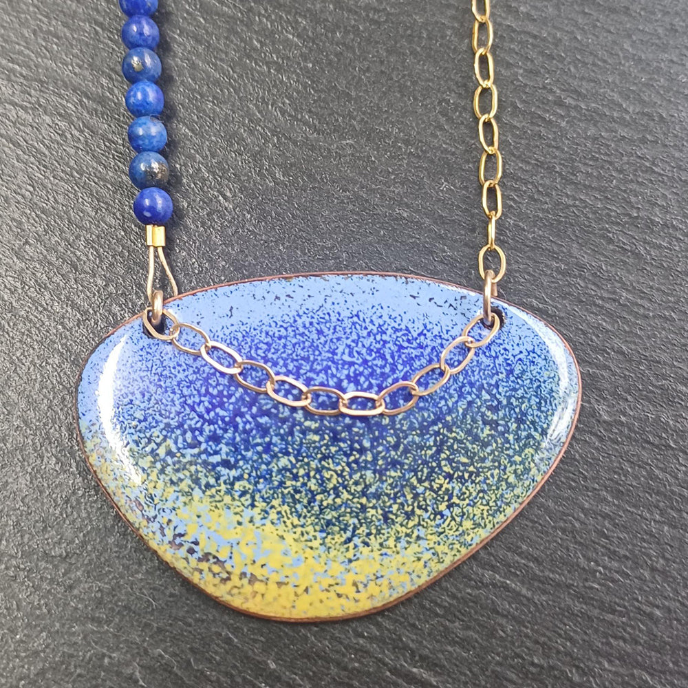 Mediterranean Series 1 - Vitreous Enamel and Lapis Necklace