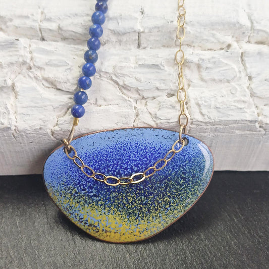 Mediterranean Series 1 - Vitreous Enamel and Lapis Necklace