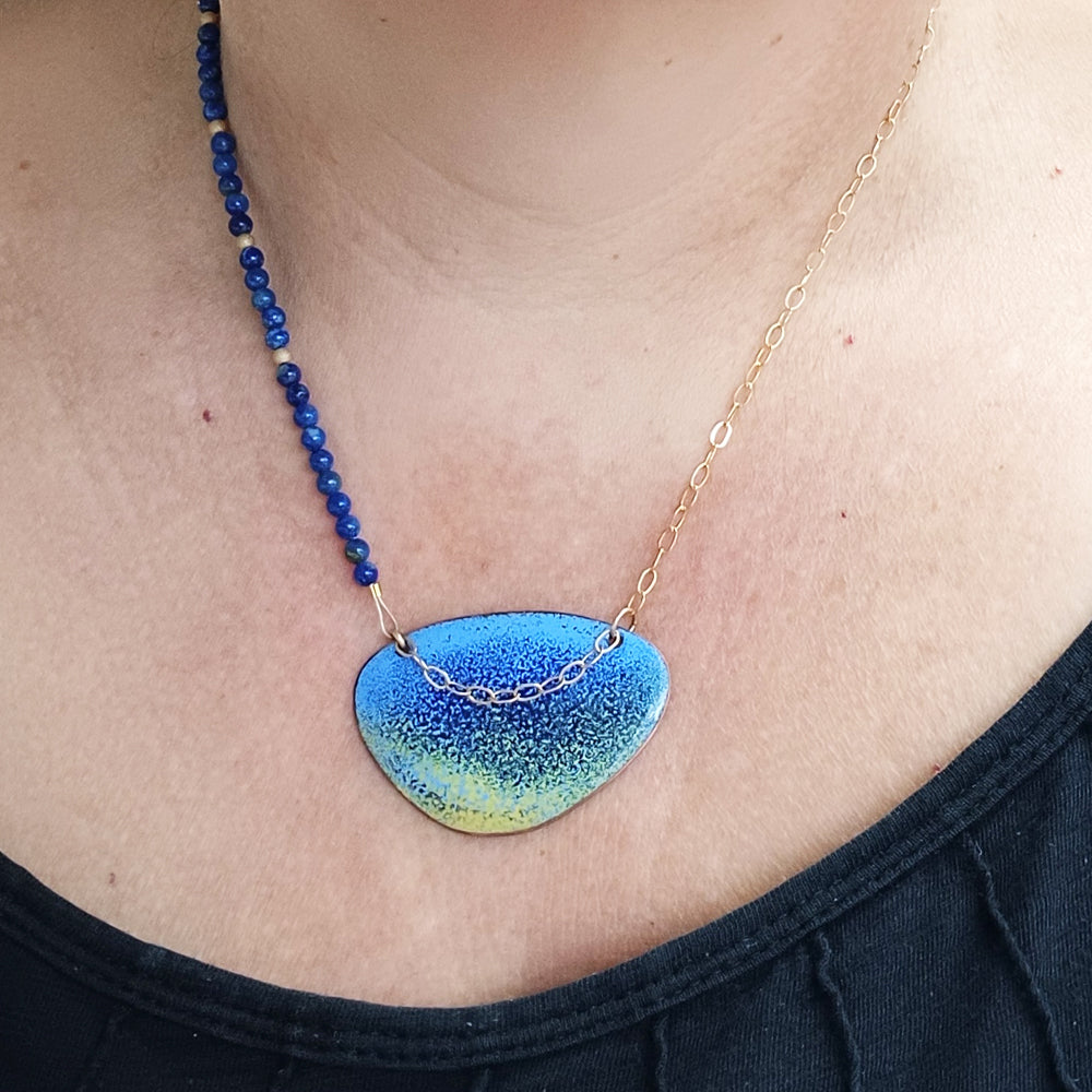 Mediterranean Series 1 - Vitreous Enamel and Lapis Necklace