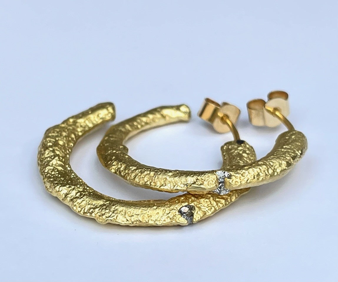 Freeform Loop Earrings with Diamonds